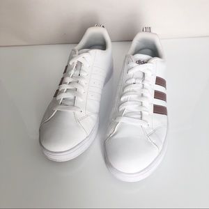 White Adidas Sneakers with Rose Gold Stripes